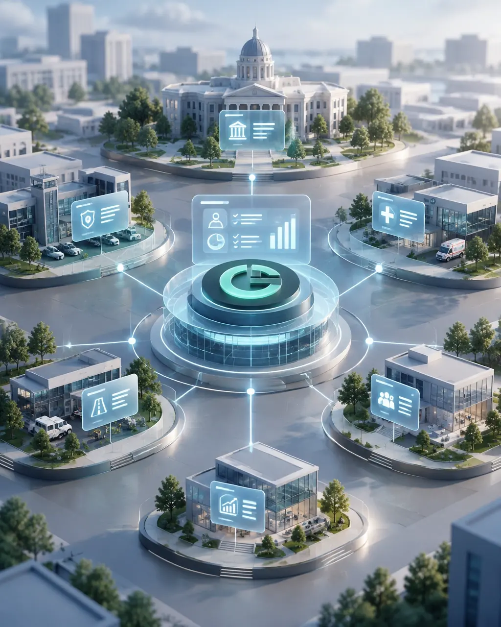 Civic departments connected through a unified digital operations model